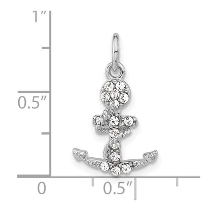 Sterlingsilber Poliert Kristall Marine Kreuz Anhänger