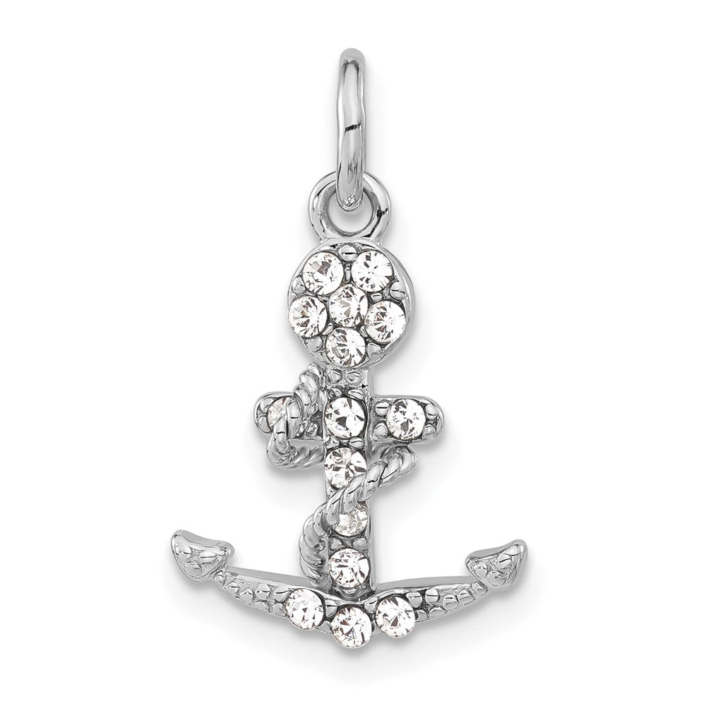 Sterlingsilber Poliert Kristall Marine Kreuz Anhänger