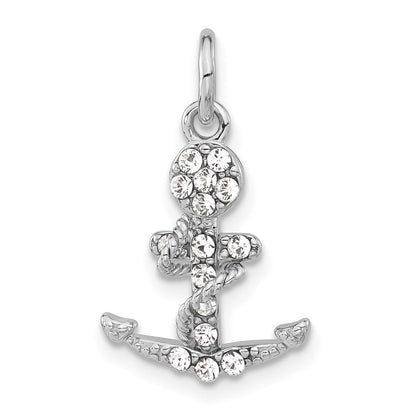 Sterlingsilber Poliert Kristall Marine Kreuz Anhänger