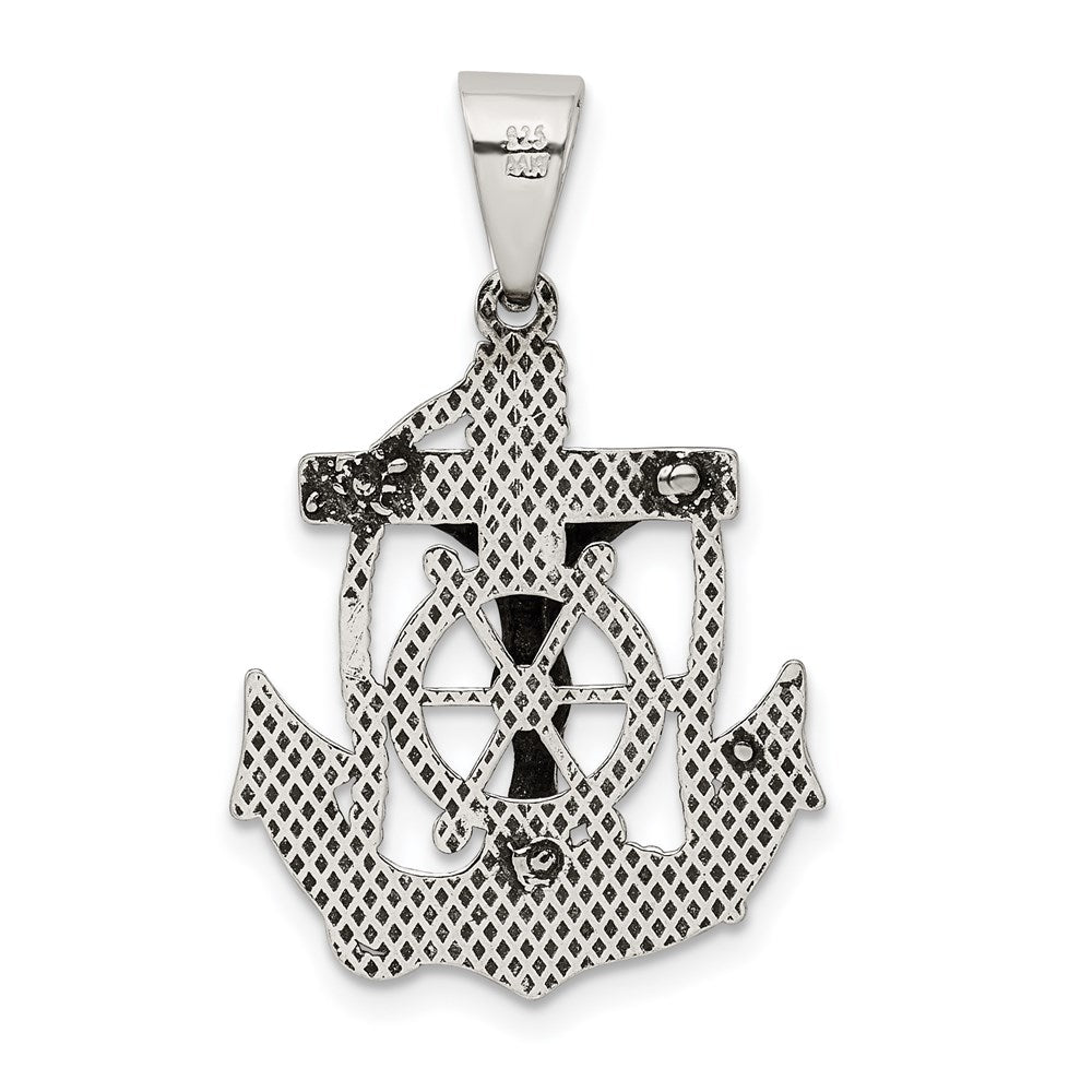 Sterlingsilber Antikisiert Mini Marine Inri Kruzifix Anhänger