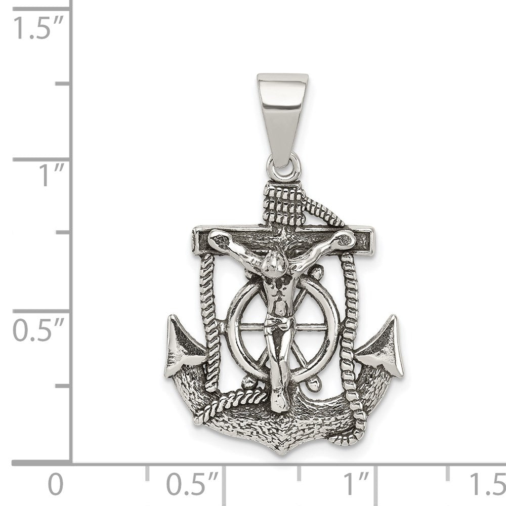 Sterlingsilber Antikisiert Mini Marine Inri Kruzifix Anhänger
