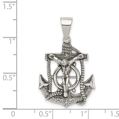 Sterlingsilber Antikisiert Mini Marine Inri Kruzifix Anhänger