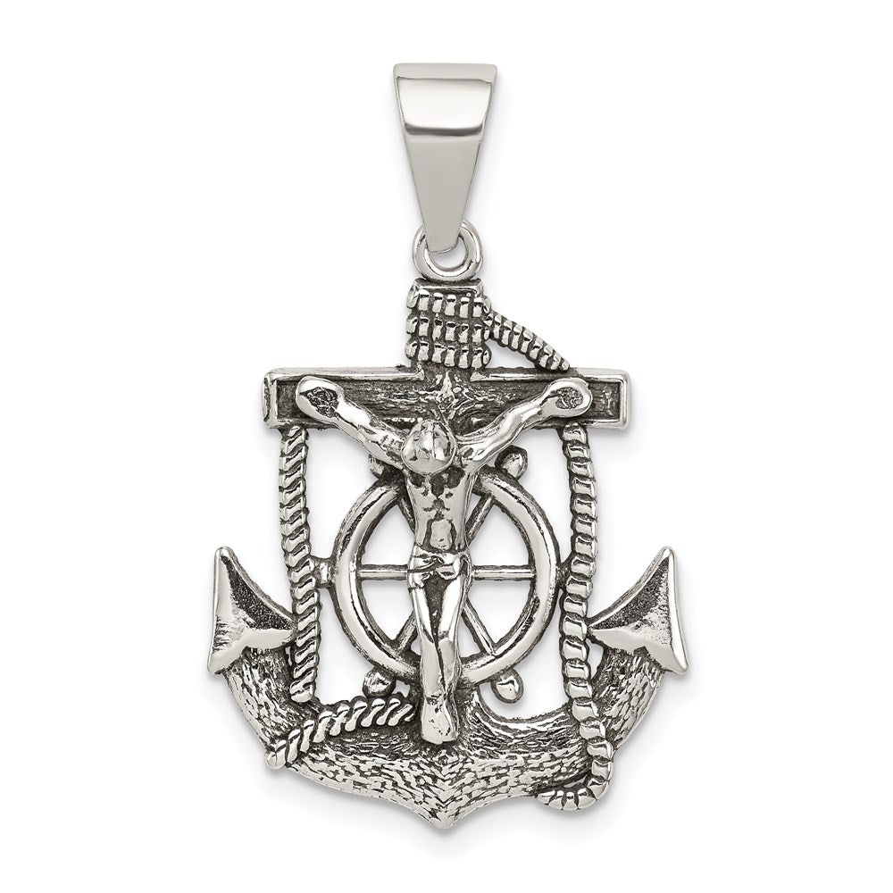 Sterlingsilber Antikisiert Mini Marine Inri Kruzifix Anhänger