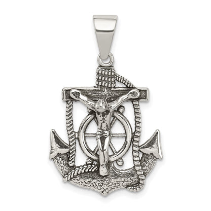 Sterlingsilber Antikisiert Mini Marine Inri Kruzifix Anhänger