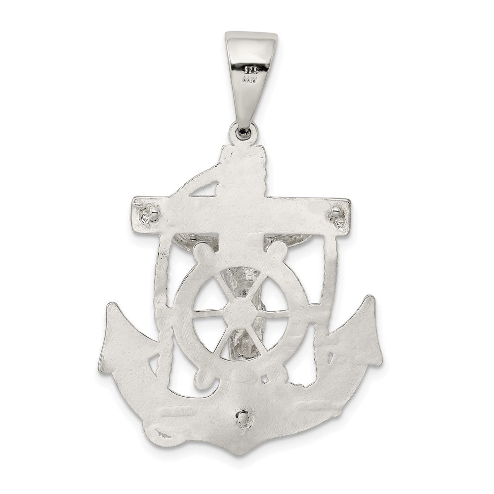 Sterlingsilber Poliert Marine Kruzifix Anhänger