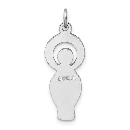 Sterlingsilber Rhodiniert Poliert & Satiniert Zirkonia Wundertätig Medaille Anhänger