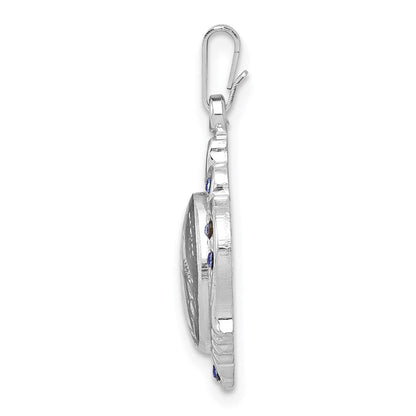 Sterlingsilber Rhodiniert Poliert Wundertätig Blau Zirkonia Anhänger