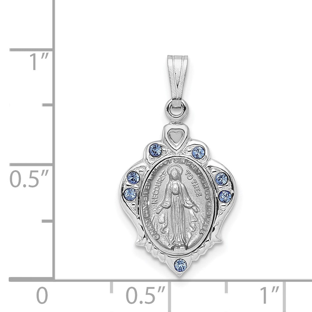 Sterlingsilber Rhodiniert Poliert Wundertätig Blau Zirkonia Anhänger