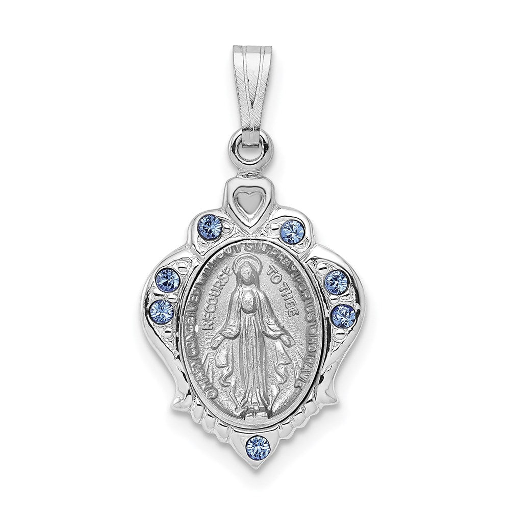 Sterlingsilber Rhodiniert Poliert Wundertätig Blau Zirkonia Anhänger