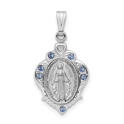 Sterlingsilber Rhodiniert Poliert Wundertätig Blau Zirkonia Anhänger