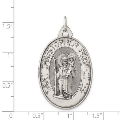 Sterlingsilber Antikisiert Satiniert St. Christopher Medaille