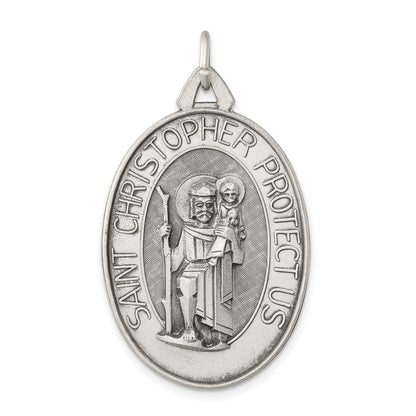 Sterlingsilber Antikisiert Satiniert St. Christopher Medaille