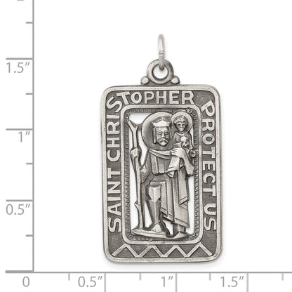 Sterlingsilber Antikisiert und Gebürstet St. Christopher Medaille