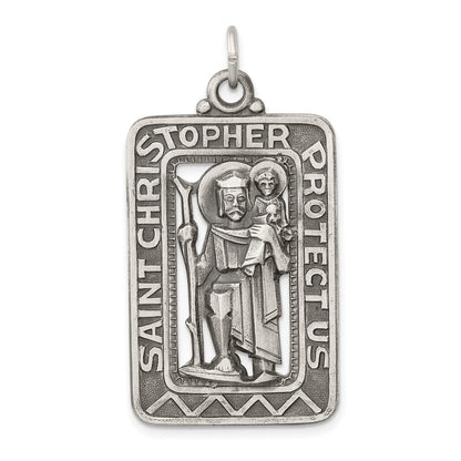 Sterlingsilber Antikisiert und Gebürstet St. Christopher Medaille