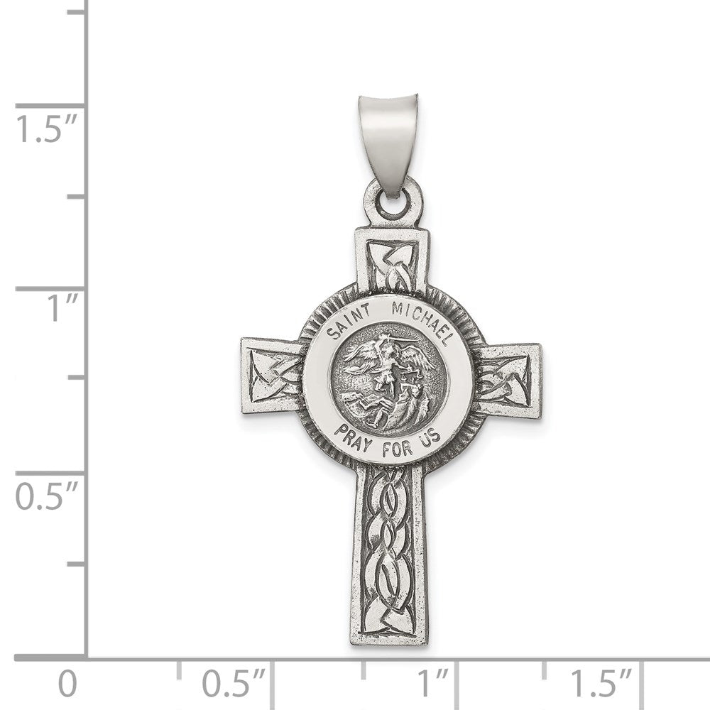 Sterlingsilber Antikisiert, Strukturiert und Poliert St. Michael Anhänger