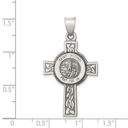 Sterlingsilber Antikisiert, Strukturiert und Poliert St. Michael Anhänger