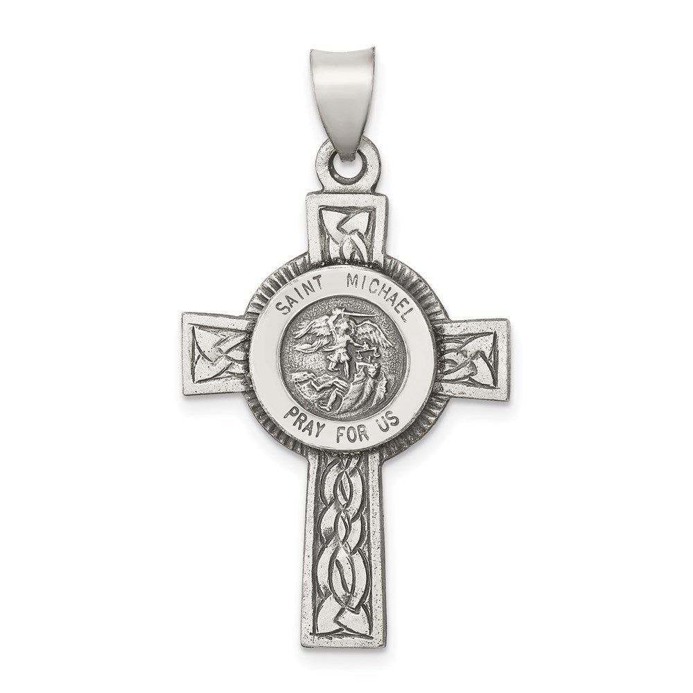 Sterlingsilber Antikisiert, Strukturiert und Poliert St. Michael Anhänger