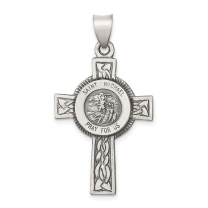 Sterlingsilber Antikisiert, Strukturiert und Poliert St. Michael Anhänger