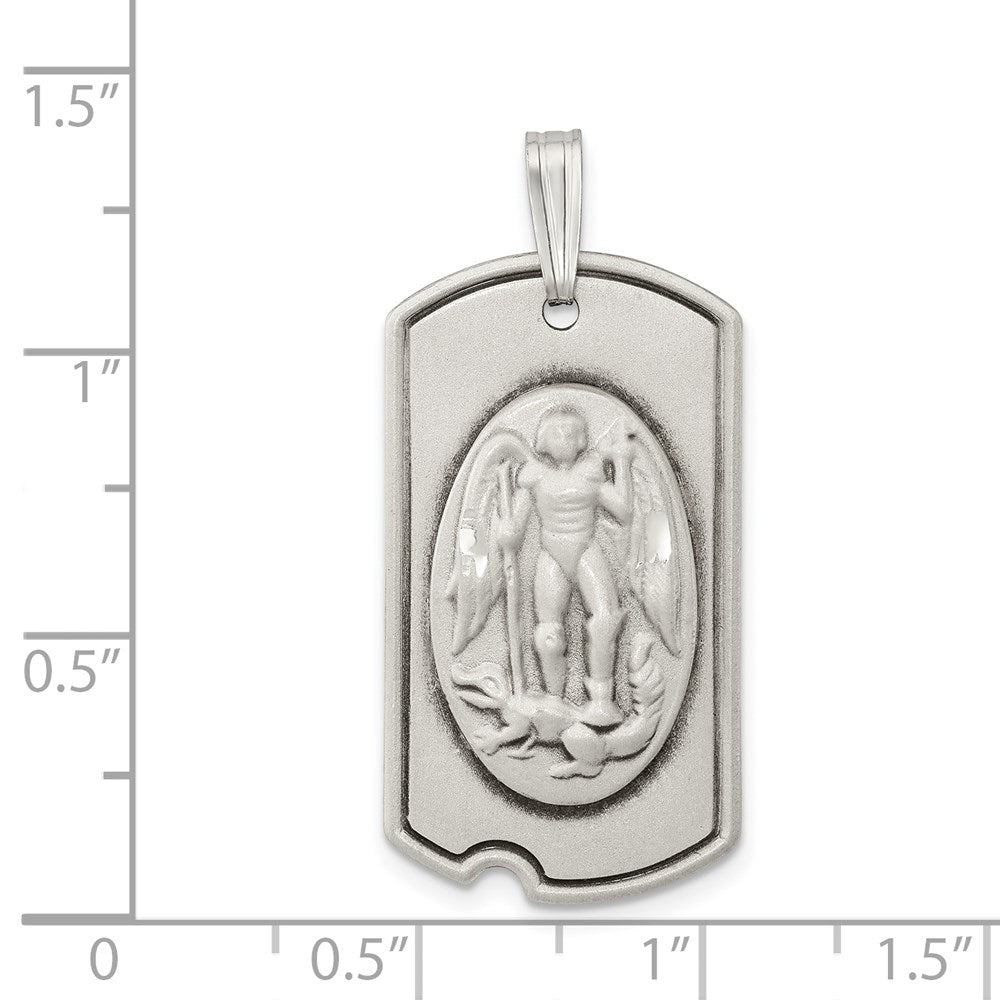 Sterlingsilber Antikisiert Erkennungsmarke Saint Michael Anhänger