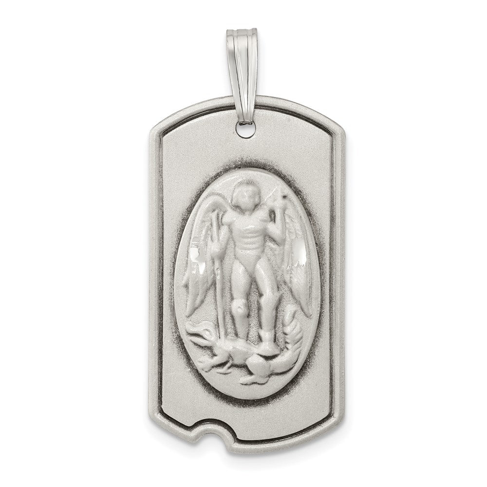 Sterlingsilber Antikisiert Erkennungsmarke Saint Michael Anhänger