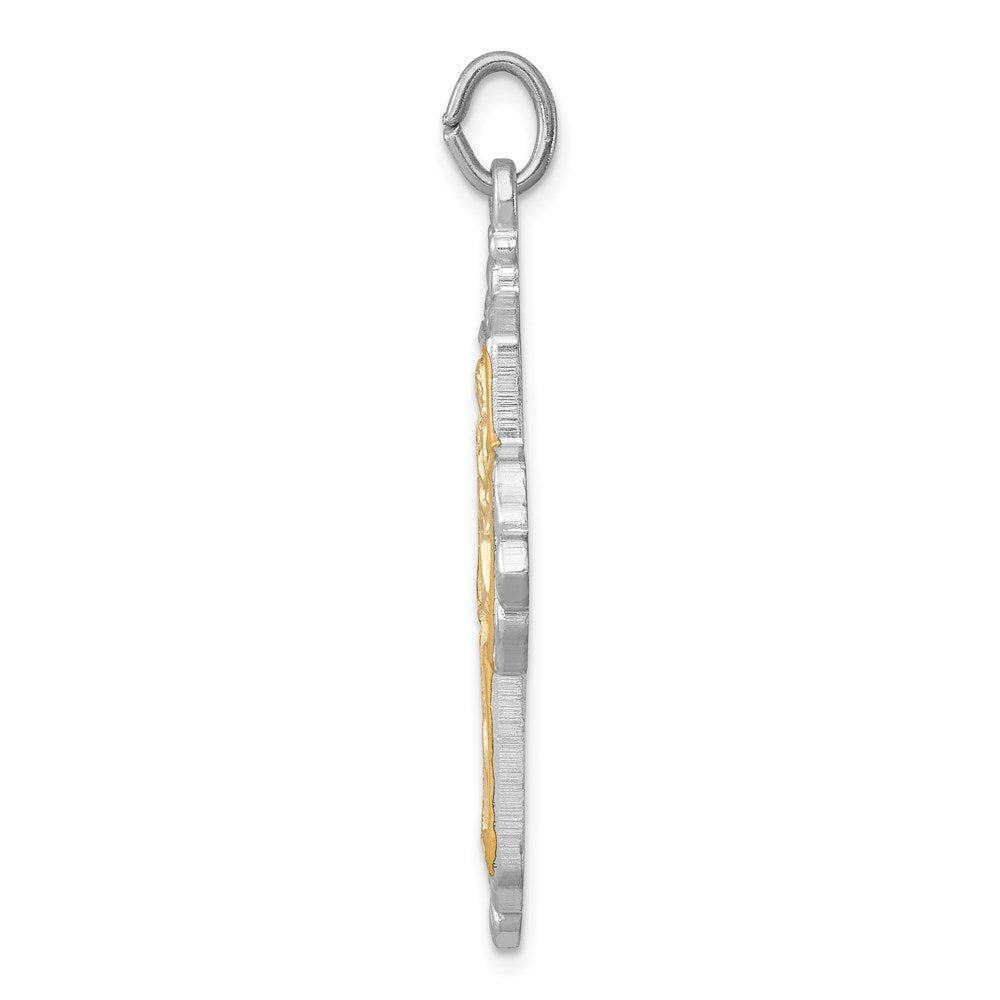 Sterlingsilber Rhodiniert & Goldfarben 4-way Medaille Kreuz Anhänger