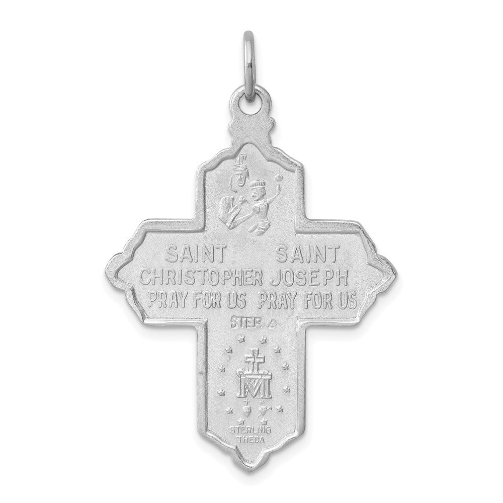 Sterlingsilber Rhodiniert & Goldfarben 4-way Medaille Kreuz Anhänger