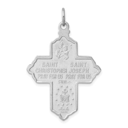 Sterlingsilber Rhodiniert & Goldfarben 4-way Medaille Kreuz Anhänger