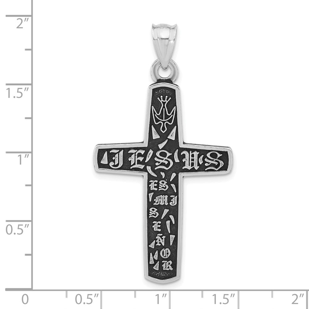 Sterlingsilber Poliert & Antikisiert Jesus Kreuz Anhänger
