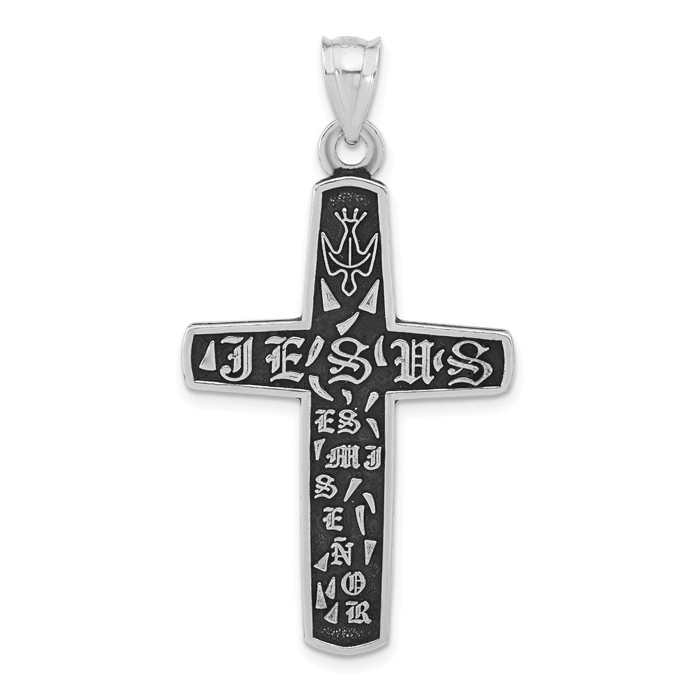 Sterlingsilber Poliert & Antikisiert Jesus Kreuz Anhänger