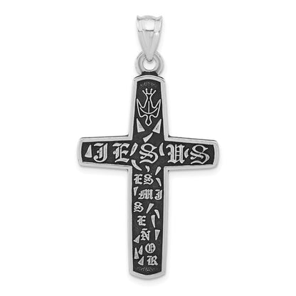 Sterlingsilber Poliert & Antikisiert Jesus Kreuz Anhänger
