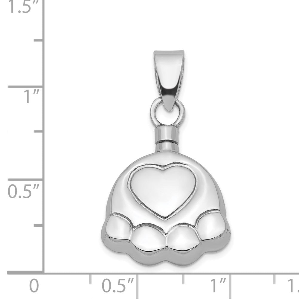 Sterlingsilber Rhodiniert Poliert Puppy Paw Ash Halter Anhänger