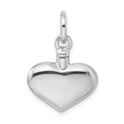 Sterlingsilber Rhodiniert Poliert Puffy Herz Ash Halter Anhänger