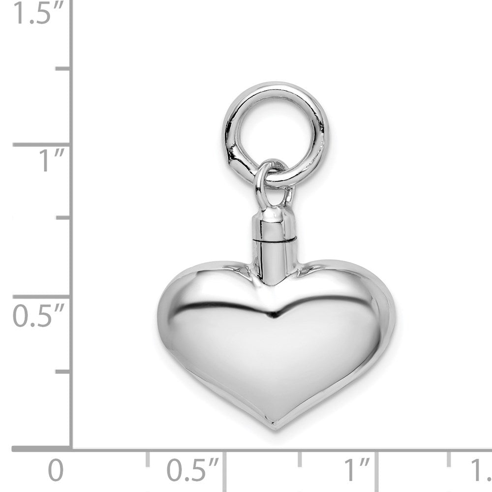 Sterlingsilber Rhodiniert Poliert Puffy Herz Ash Halter Anhänger