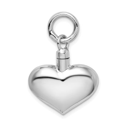 Sterlingsilber Rhodiniert Poliert Puffy Herz Ash Halter Anhänger