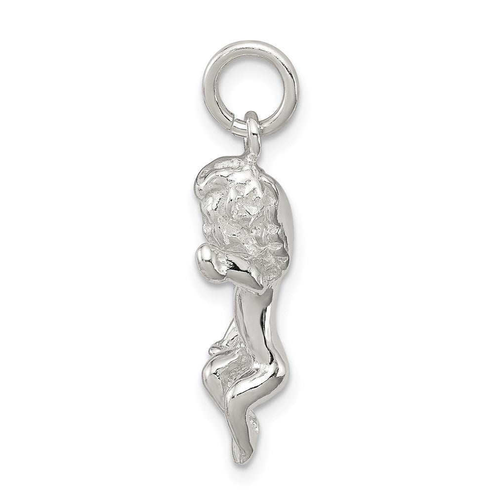 Sterlingsilber Poliert Full Engel Figure 3-d Anhänger