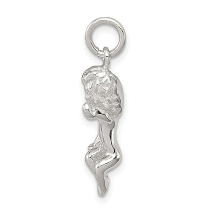 Sterlingsilber Poliert Full Engel Figure 3-d Anhänger