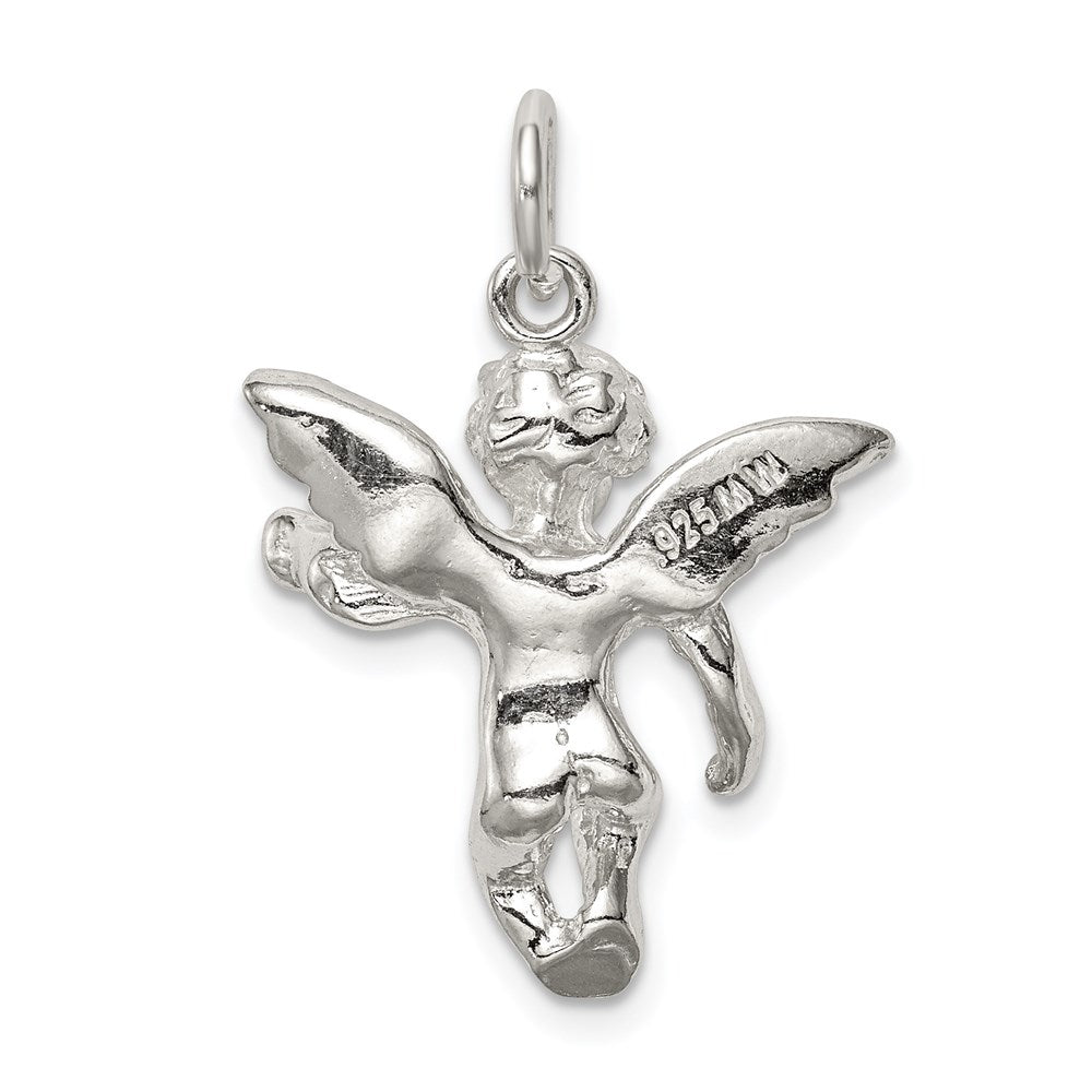 Sterlingsilber Poliert Full Engel Figure 3-d Anhänger