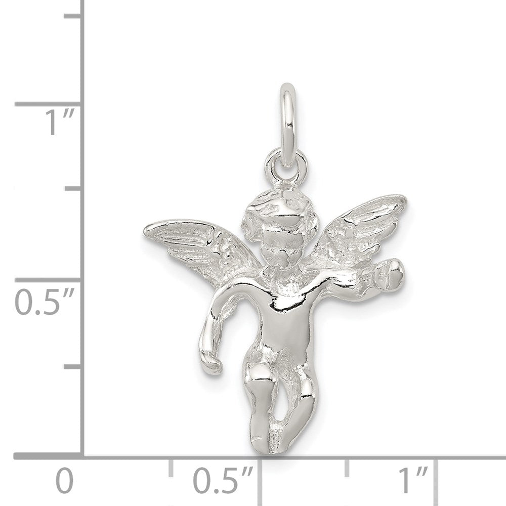 Sterlingsilber Poliert Full Engel Figure 3-d Anhänger