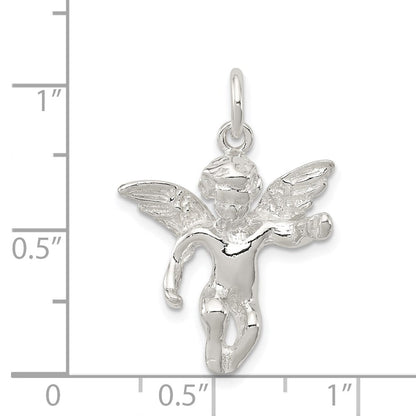 Sterlingsilber Poliert Full Engel Figure 3-d Anhänger