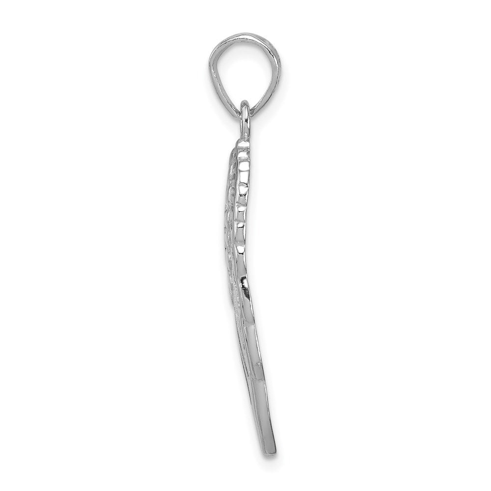 Sterlingsilber Rhodiniert Poliert/textured Engel Flügel Anhänger