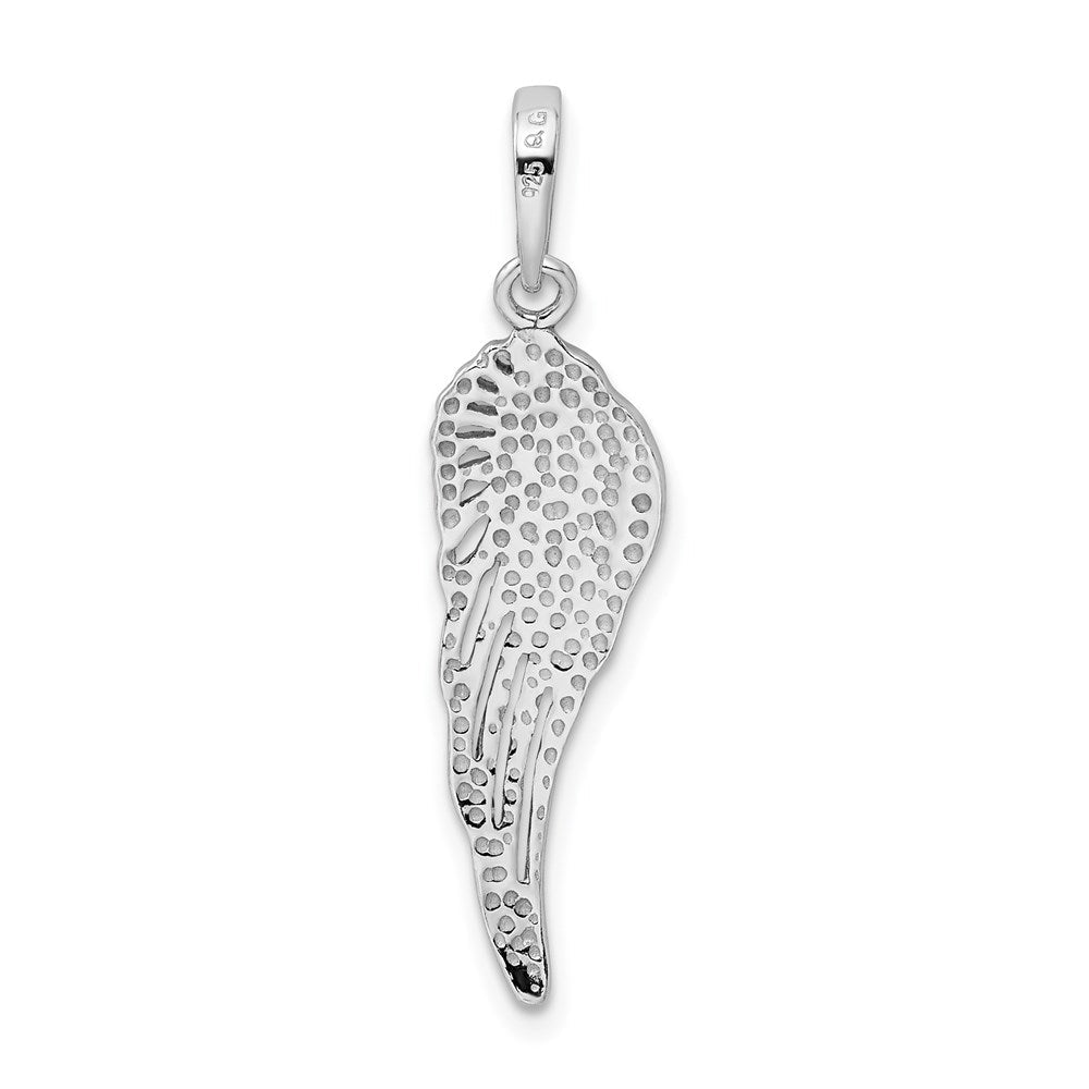 Sterlingsilber Rhodiniert Poliert/textured Engel Flügel Anhänger