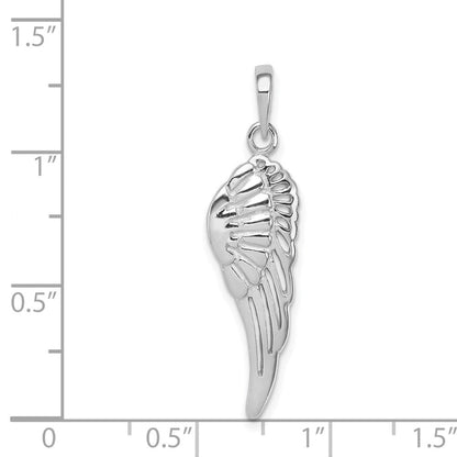 Sterlingsilber Rhodiniert Poliert/textured Engel Flügel Anhänger