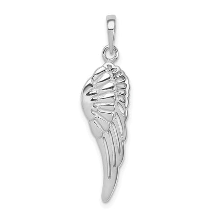 Sterlingsilber Rhodiniert Poliert/textured Engel Flügel Anhänger
