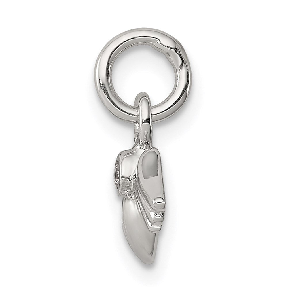 Sterlingsilber Rhodiniert Poliert/satin Herz mit Flügel Rosa Zirkonia Anhänger