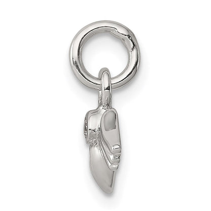 Sterlingsilber Rhodiniert Poliert/satin Herz mit Flügel Rosa Zirkonia Anhänger