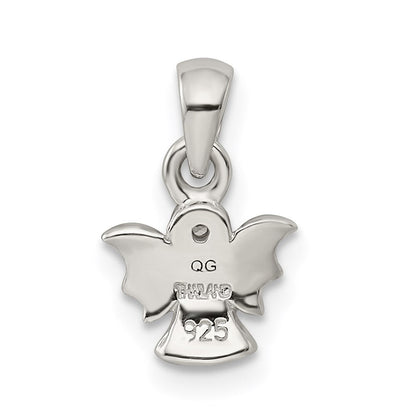 Sterlingsilber Rhodiniert Poliert/satin Zirkonia Engel Anhänger