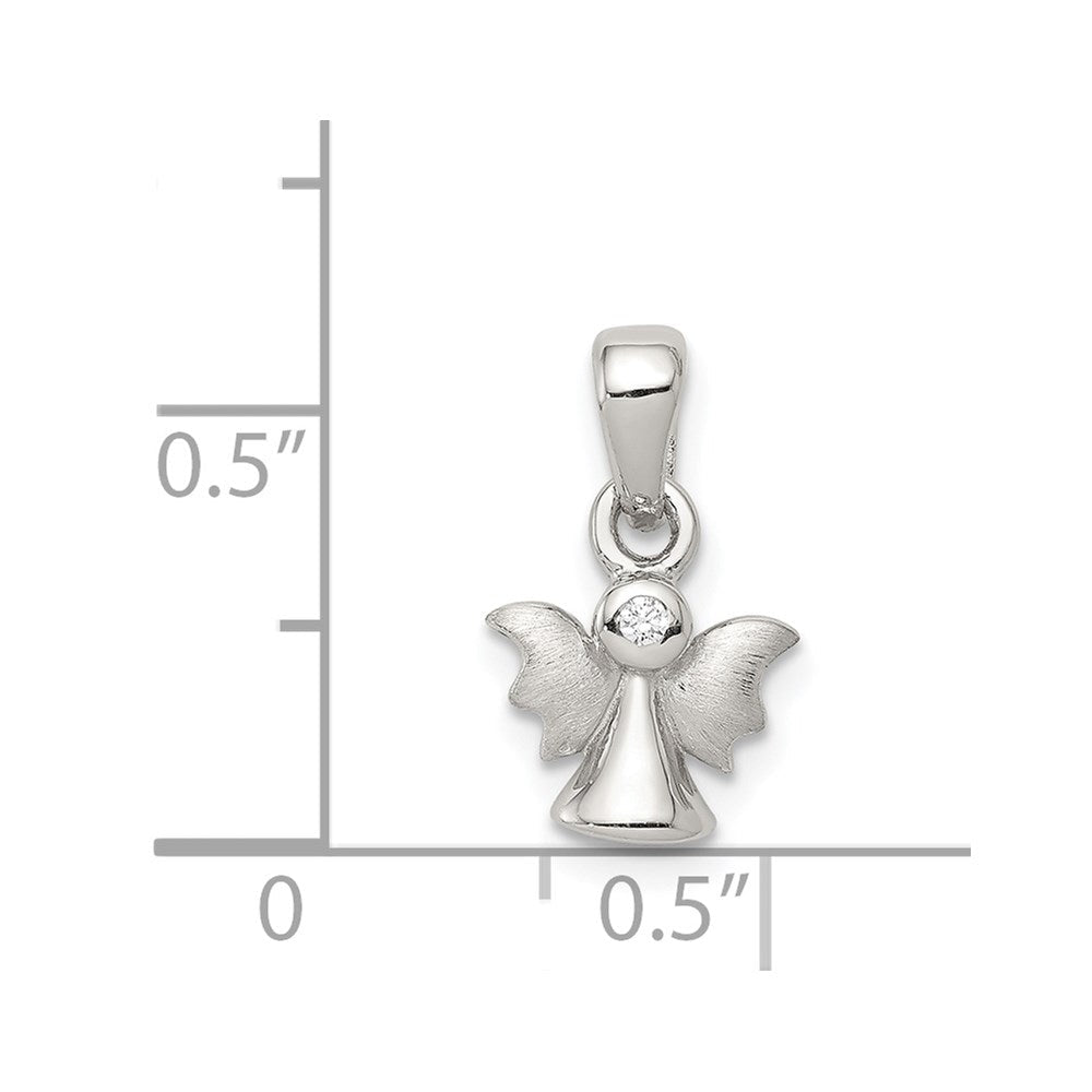 Sterlingsilber Rhodiniert Poliert/satin Zirkonia Engel Anhänger