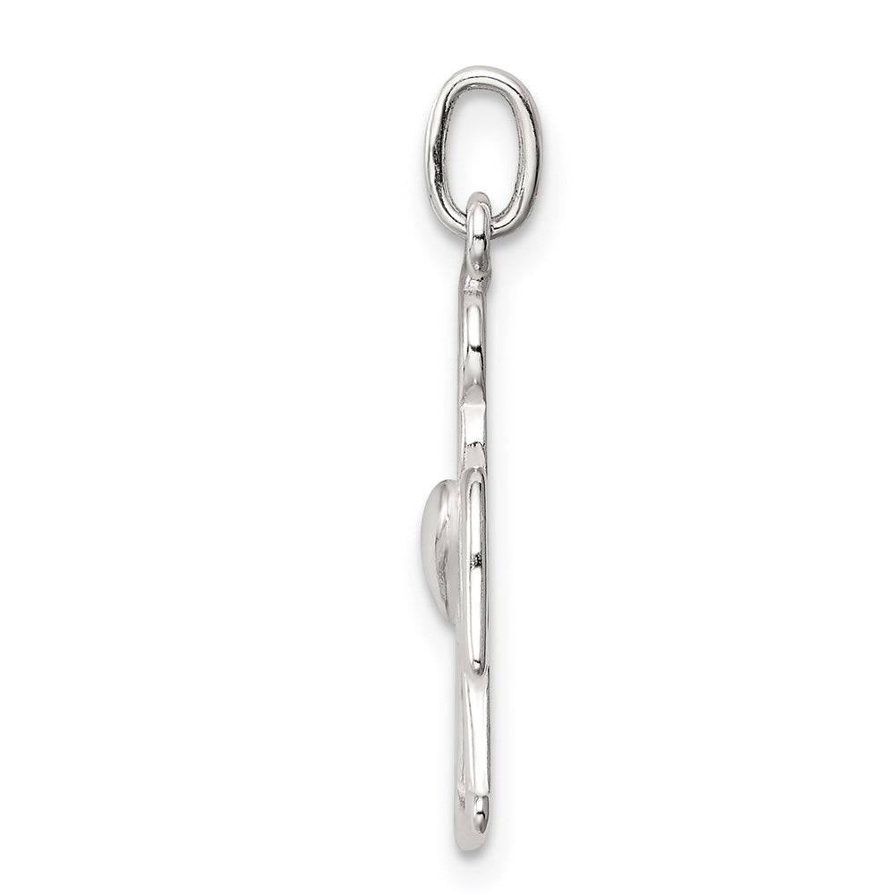 Sterlingsilber Poliert Engel mit Herz Charm