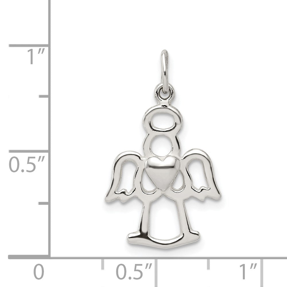 Sterlingsilber Poliert Engel mit Herz Charm
