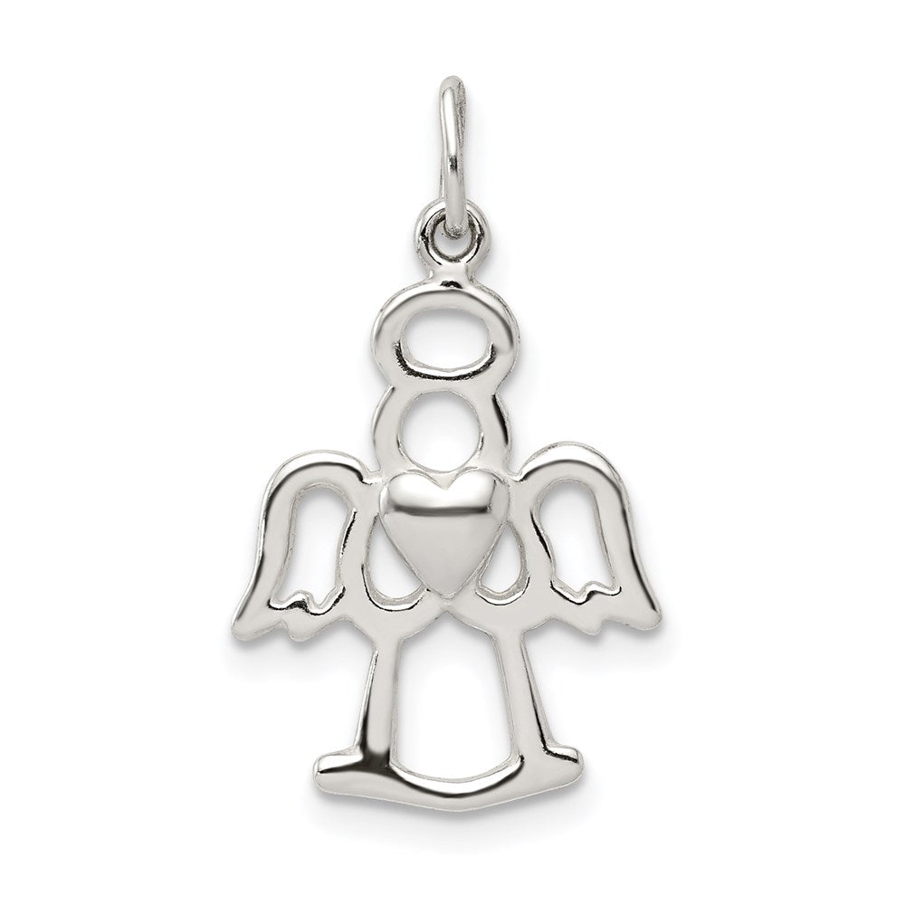 Sterlingsilber Poliert Engel mit Herz Charm